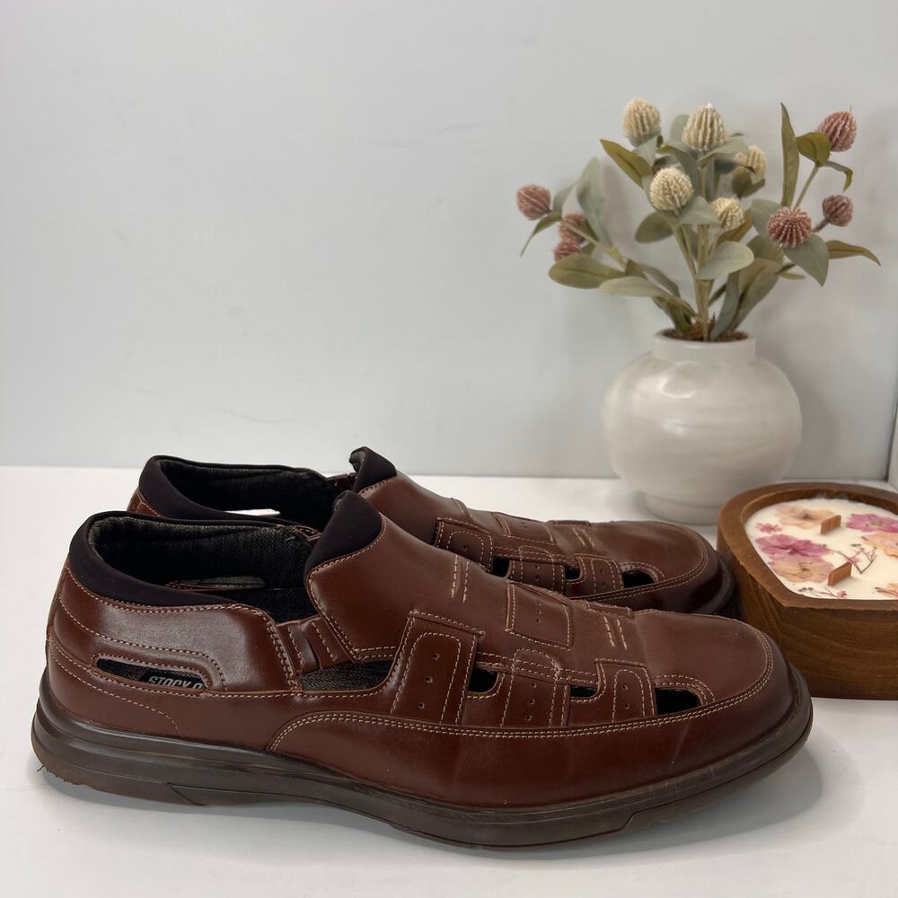 Stacy Adams Sebring Closed Toe Fisherman Sandal Brown Men's 12M Lightweight